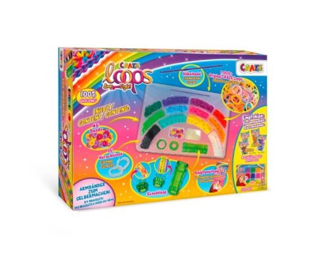 مجموعة CRAZE Loops Rainbow Box، وهي مجموعة إبداعية لصنع الأساور والإكسسوارات من الأربطة المطاطية.