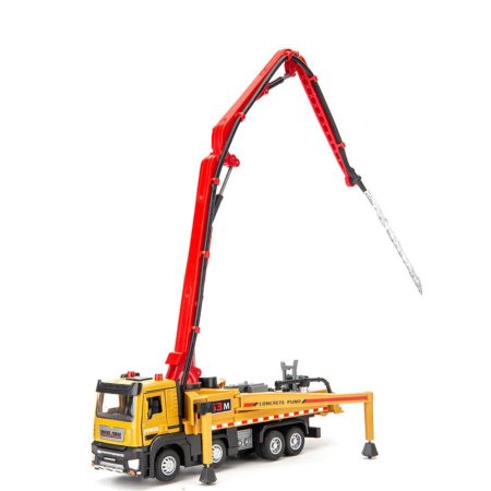 لعبة لشاحنة ضخ خرسانة (Concrete Pump) مصنوعة من المعدن المصبوب. 